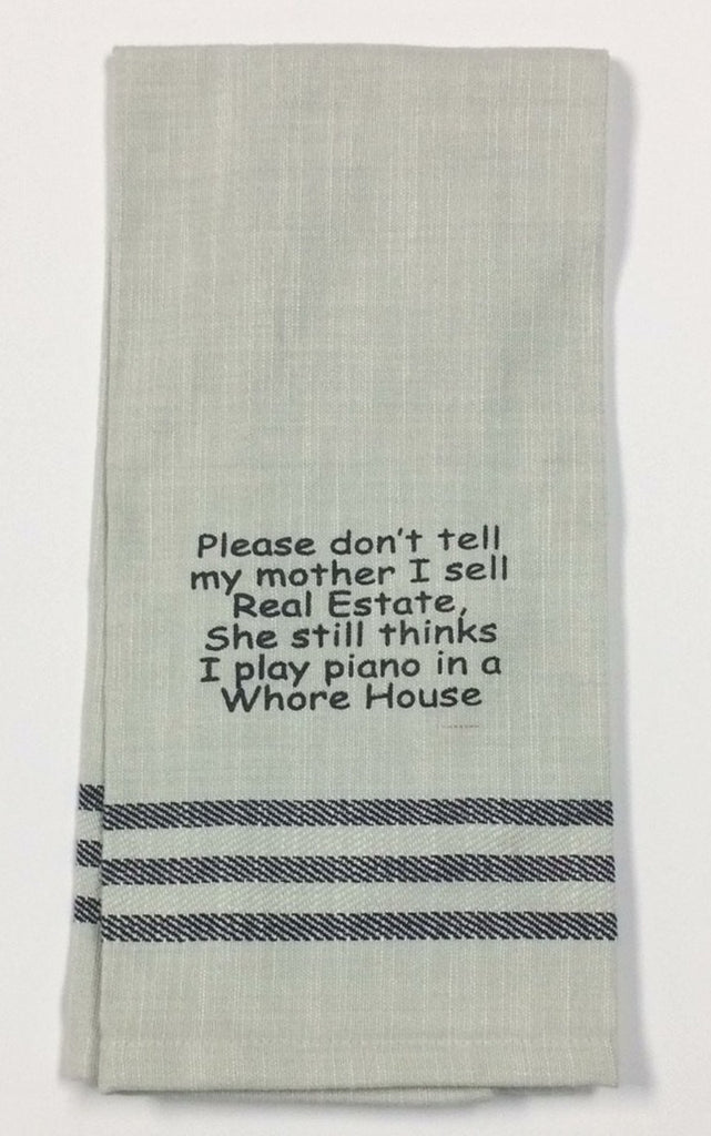 BAR TOWEL - WH - PLEASE DON'T TELL MY MOTHER
