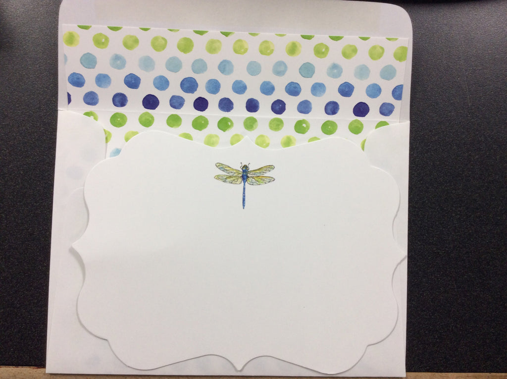BOXED NOTE CARDS - RAB - DIE CUT DRAGONFLY SET OF 8
