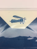 BOXED NOTE CARDS - OCM - ENGRAVED BIPLANE WITH NAVY LINED ENVELOPES