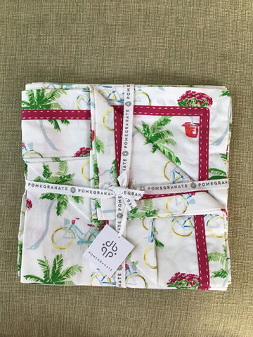 NAPKINS - PI - PALMS AND BIKES CLOTH NAPKINS SET OF 4