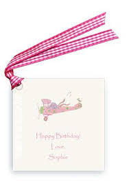 GIFT TAG SET - LB - BIRTHDAY PLANE BLUE, PINK GREEN