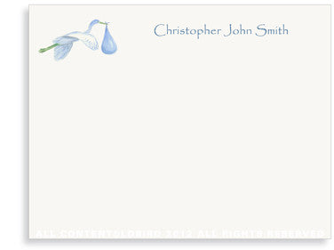 BOXED NOTE CARDS - LB - BLUE STORK WITH CHARM