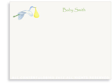 BOXED NOTE CARDS - LB - YELLOW STORK WITH CHARM