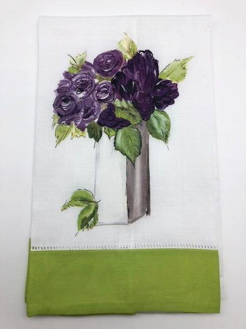 TEA TOWEL - DBB - ROSES - LIME BAND