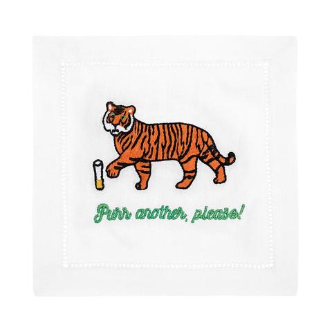 NAPKINS LINEN - AM - “PURR ANOTHER, PLEASE!” LINEN COCKTAIL SET OF 4 BOXED