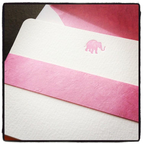 BOXED NOTE CARDS - BIO - PINK ELEPHANT