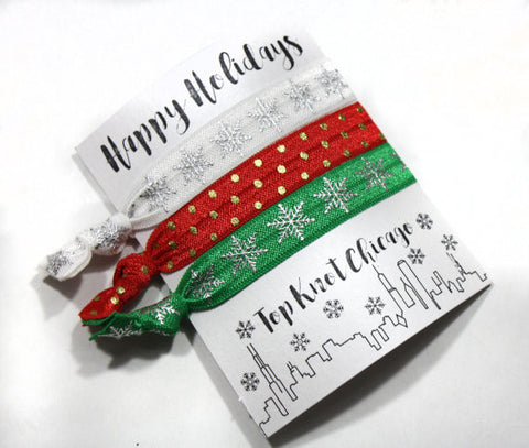 HAIR TIES - TKC - SNOWFLAKES AND DOTS 3 ON A CARD