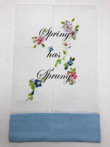 TEA TOWEL - DBB - SPRING HAS SPRUNG - LIGHT BLUE BAND