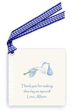 GIFT TAG SET - LB - FLYING BLUE STORK