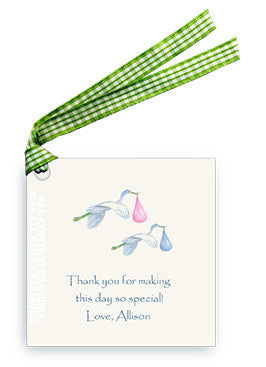 GIFT TAG SET - LB - TWIN FLYING STORKS