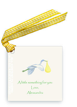 GIFT TAG SET - LB - FLYING YELLOW STORK