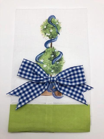 TEA TOWEL - DBB - TOPIARY - LIME BAND WITH BOW