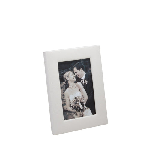 PICTURE FRAME - GI - WHITE VERTICAL NAPPA COWHIDE 4x6 LEATHER